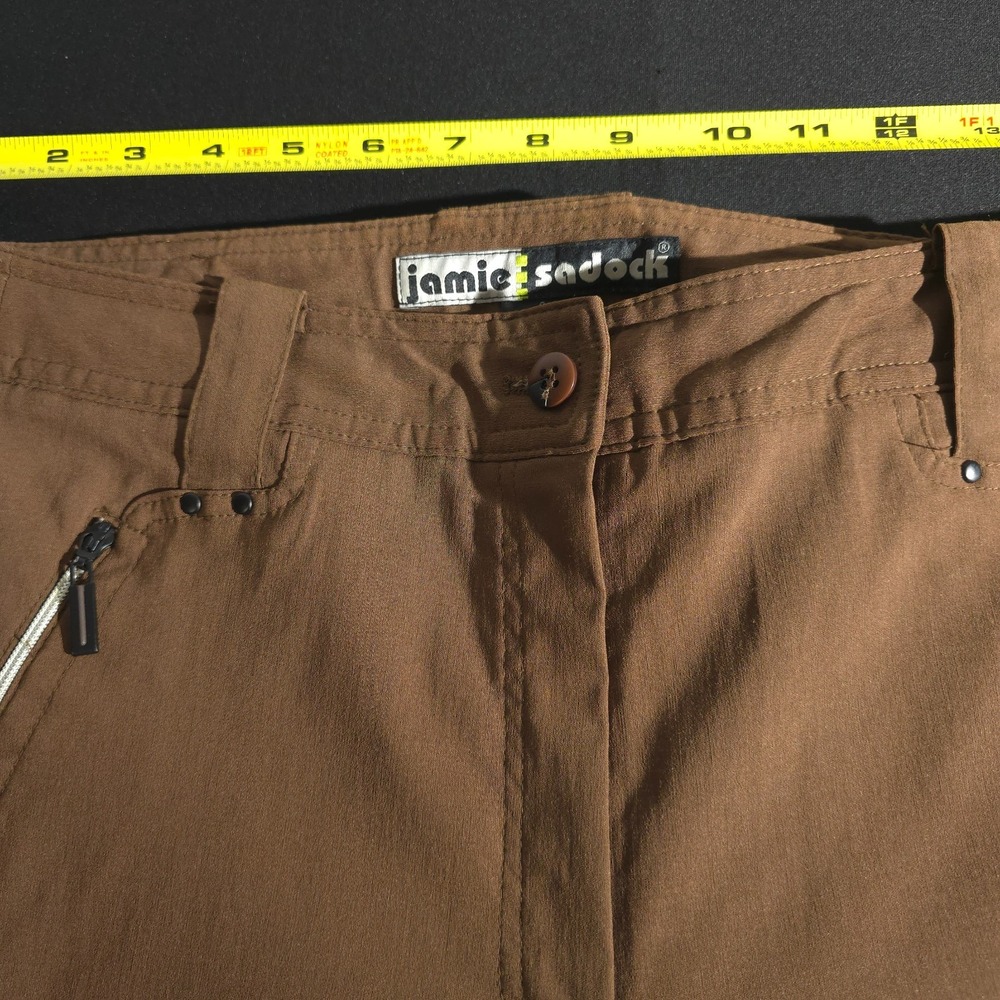 JAMIE SADOCK Cropped Capri Athletic Shorts Pants Womens Sz 8 Brown Khaki Nylon - Picture 8 of 13